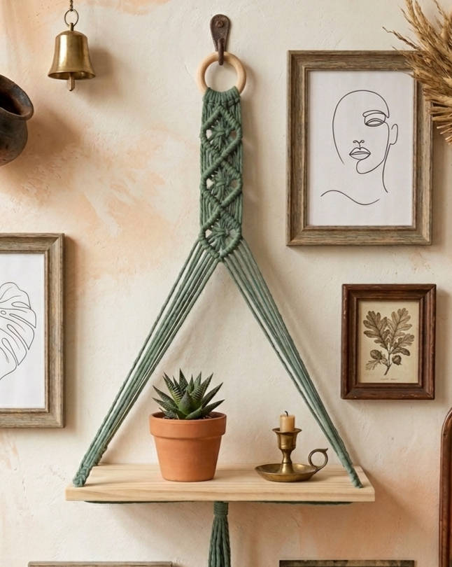 Forest Haven Macramé Hanging Shelf - Image 2