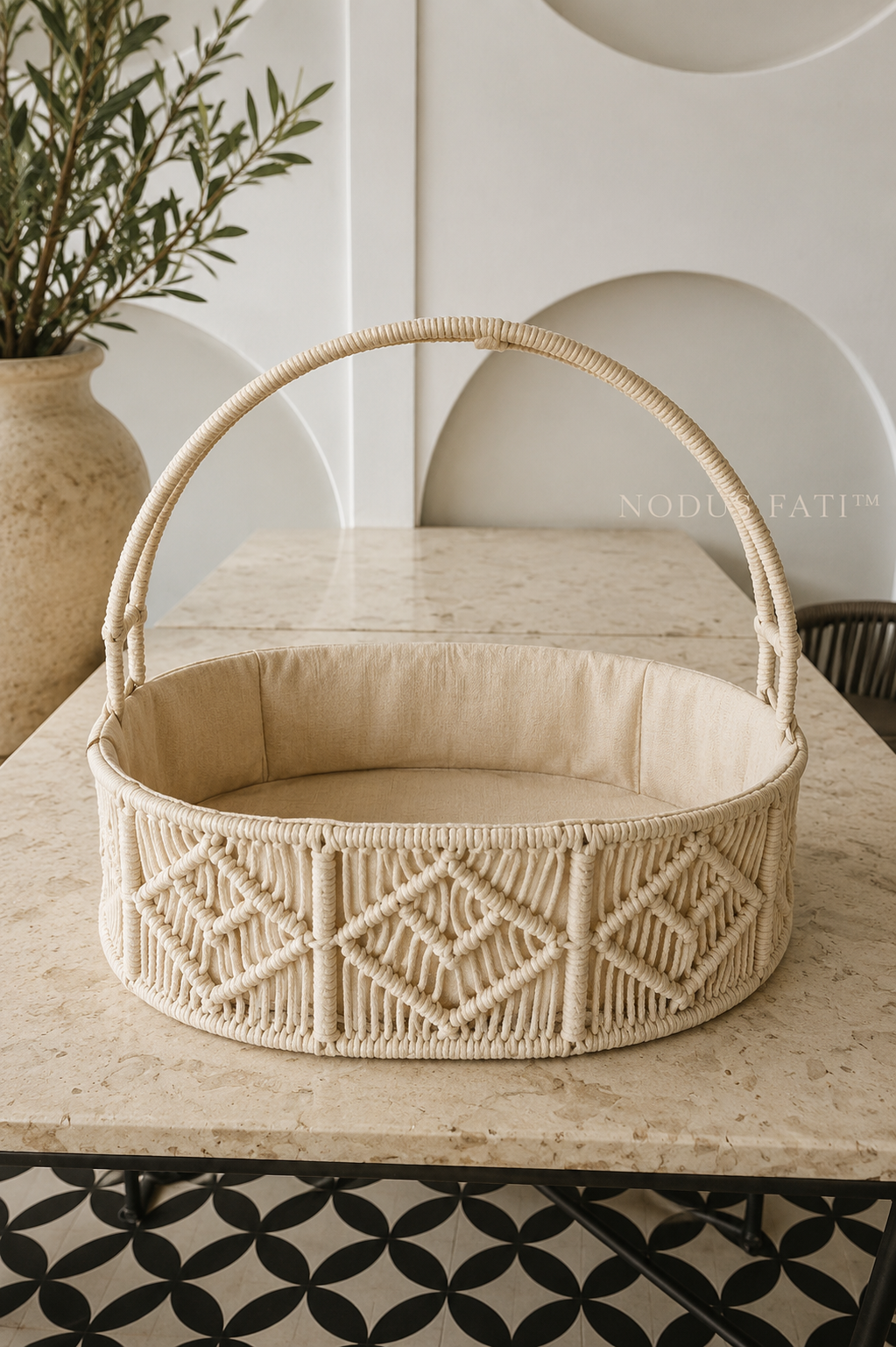 Handcrafted macramé basket
