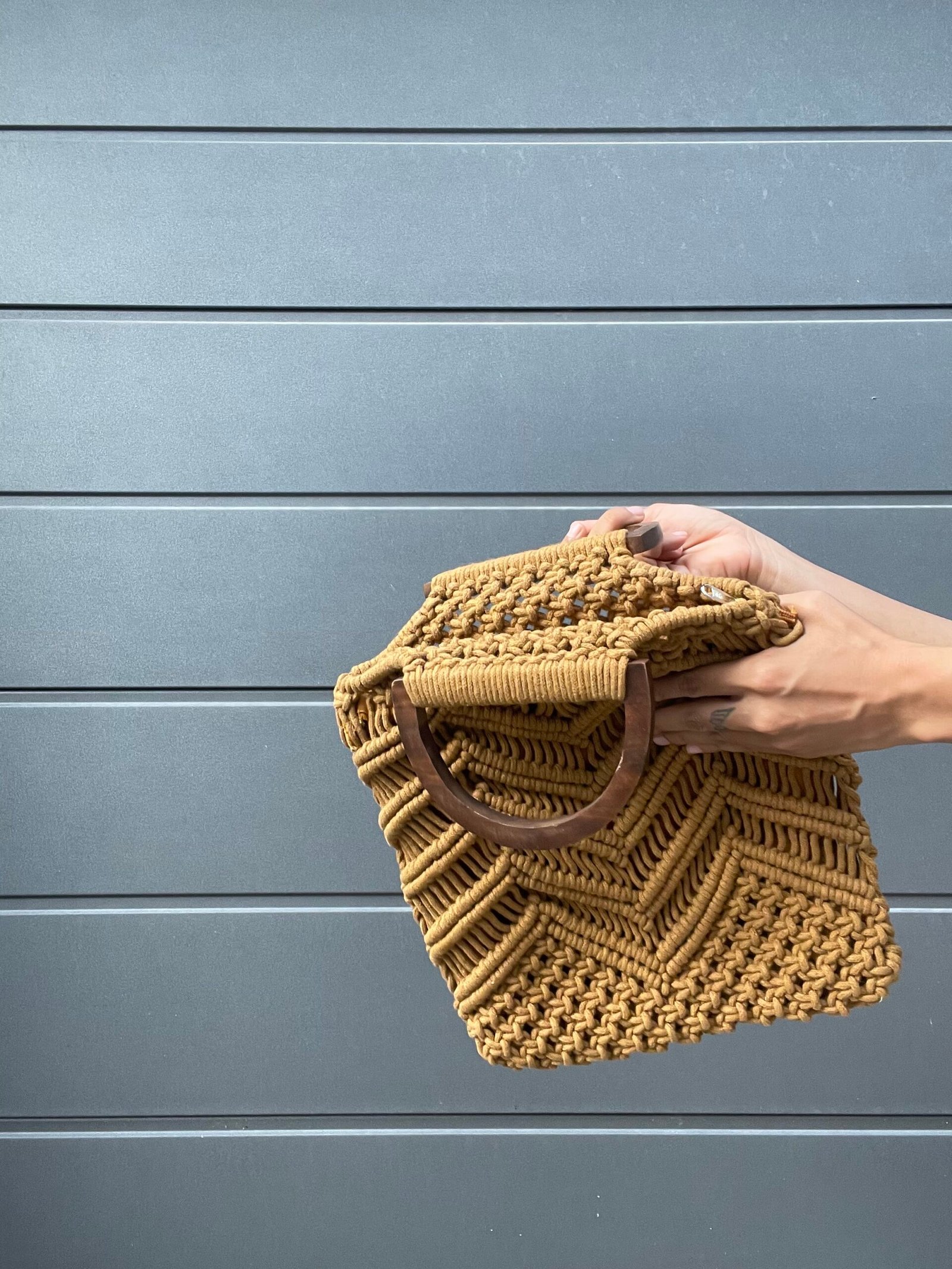 Warm Ochre Macramé Handbag