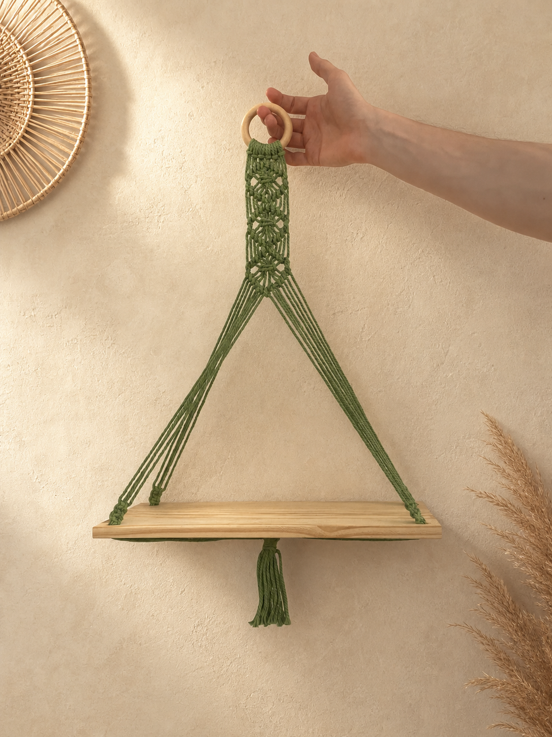 Forest Haven Macramé Hanging Shelf