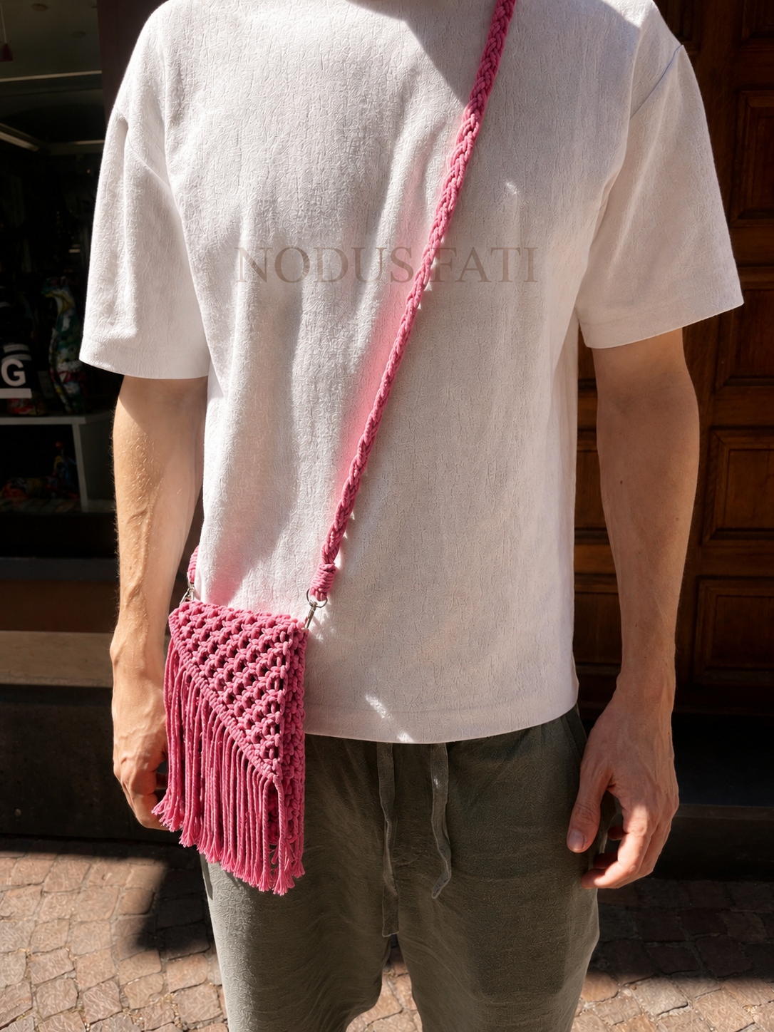 Pink Handcrafted Phone Sling - Image 2